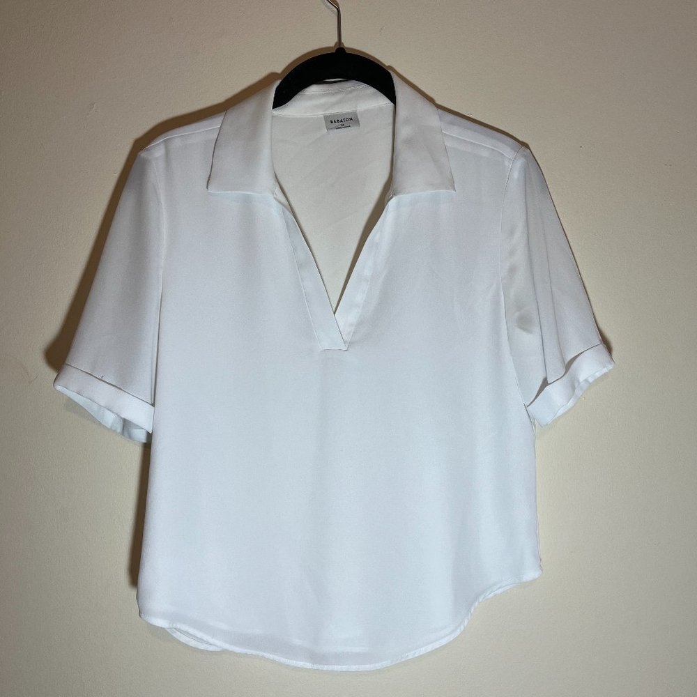Sold - Babaton white short sleeve blouse